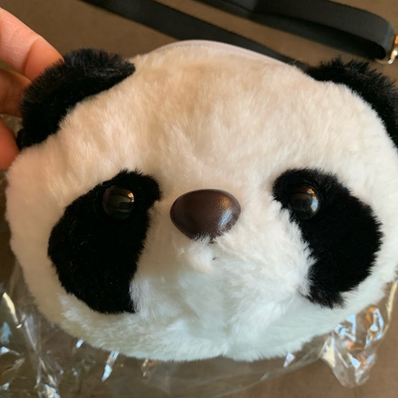 NWOT Cute Panda Face Plush Crossbody Bag Shoulder Bag Handbag Purse Animals - Picture 10 of 16